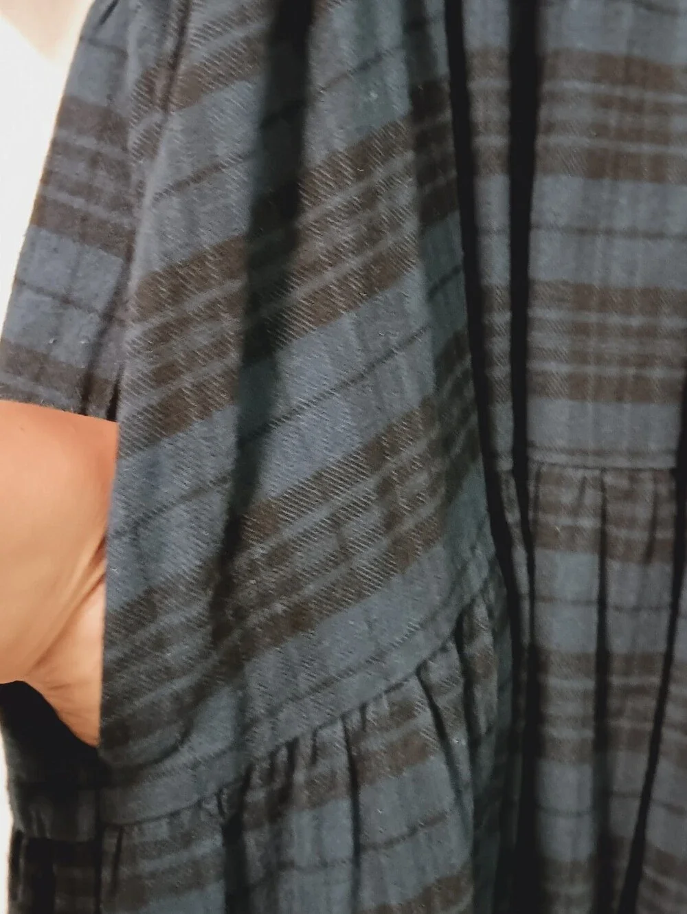 Natural Life Blue Plaid Tiered Midi Dress with Pockets Size M - Picture 6 of 12